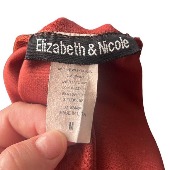 Vintage 90s Elizabeth & Nicole Rust Orange Pleated Secretary Dress Medium Large - Picture 6 of 6